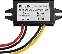 Vista 11 de PlusRoc Adaptador de corriente impermeable de 12V/24V a 5V convertidor reductor para cámara de seguridad CCTV, tira de luz LED, DVR