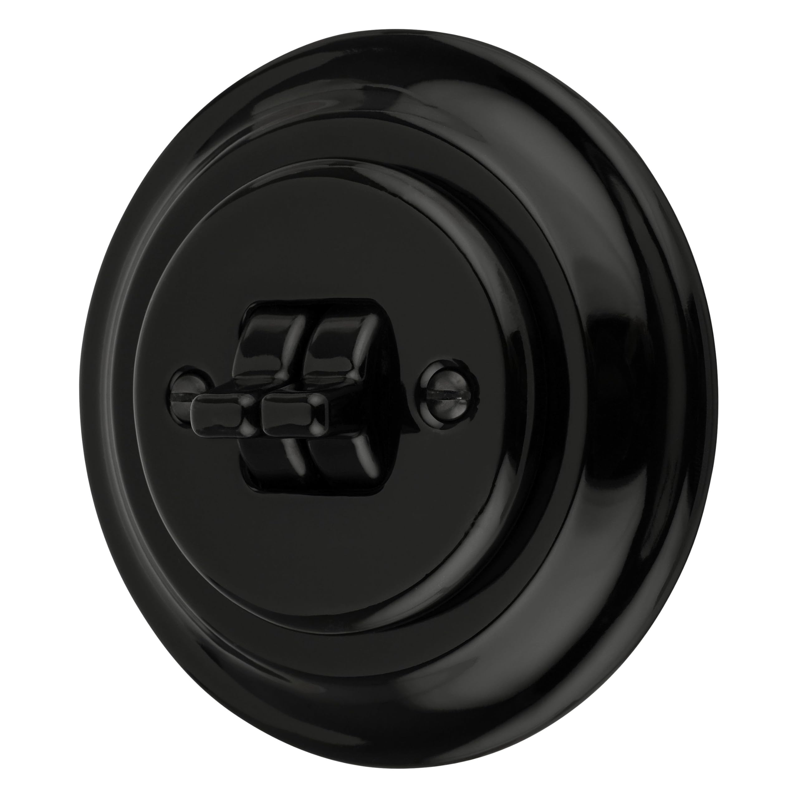 Unterputz Porzellan Retro Toggle Doppelschalter, All-in-One, Serie PR1 schwarz