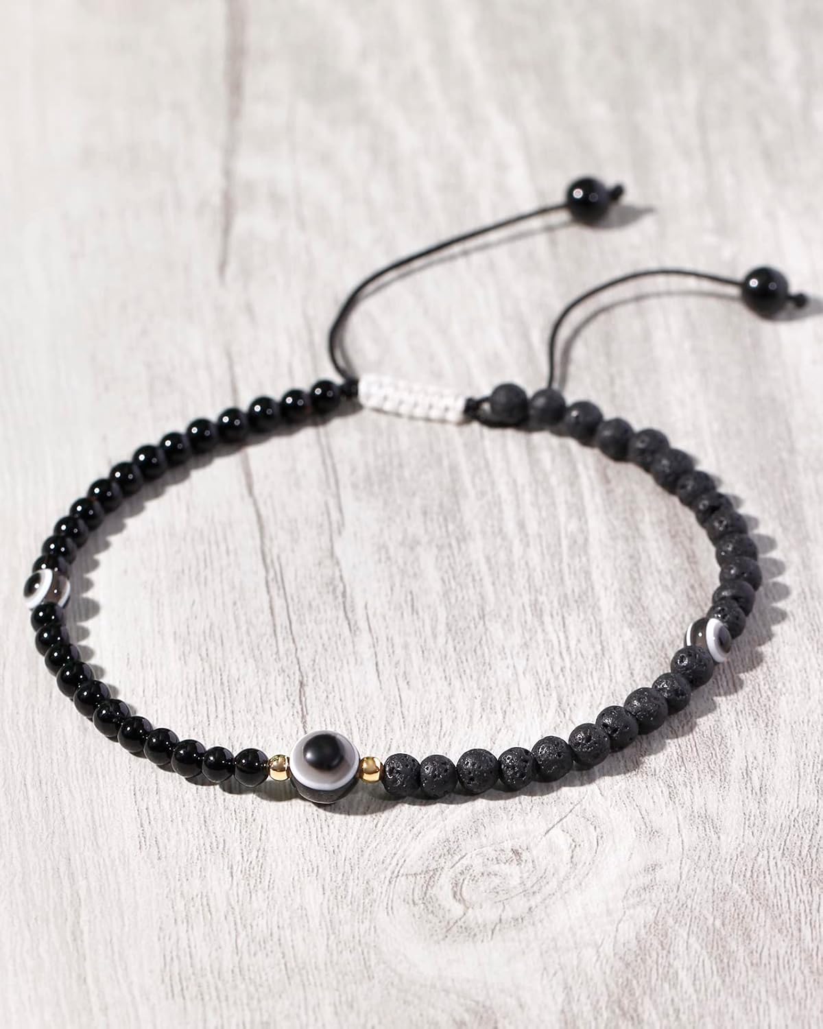 Evil Eye Amulet Anklet Bracelets for Women Lava Rock Black Agate Beads Essential Oil Diffuser Protection Wealth Spiritual Crystals Adjustable - Image 3