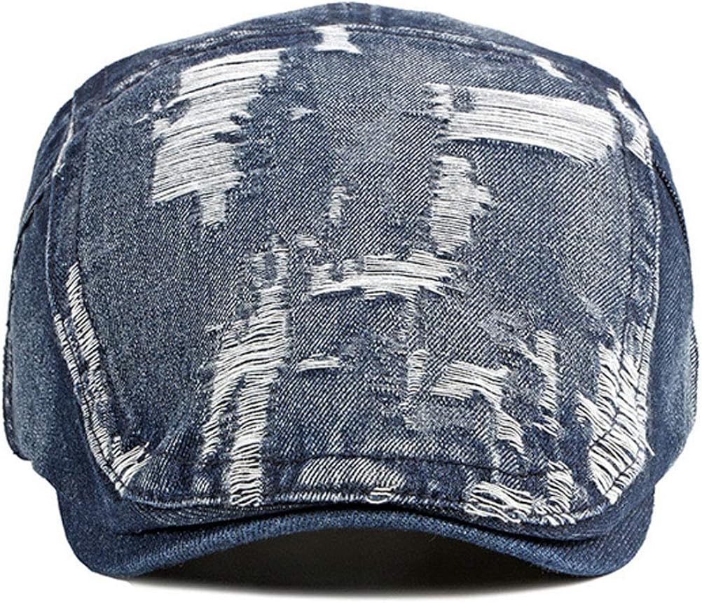 Vista 3 de Men's Denim Newsboy Flat Cap Gatsby Ivy Cabbie Hat Driving Cap