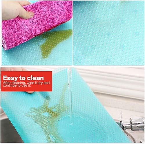 Miniatura 4 de Paquete de 10 alfombrillas para refrigerador, lavables para refrigerador, fáciles de limpiar, para estantes, estantes de refrigerador y forro de
