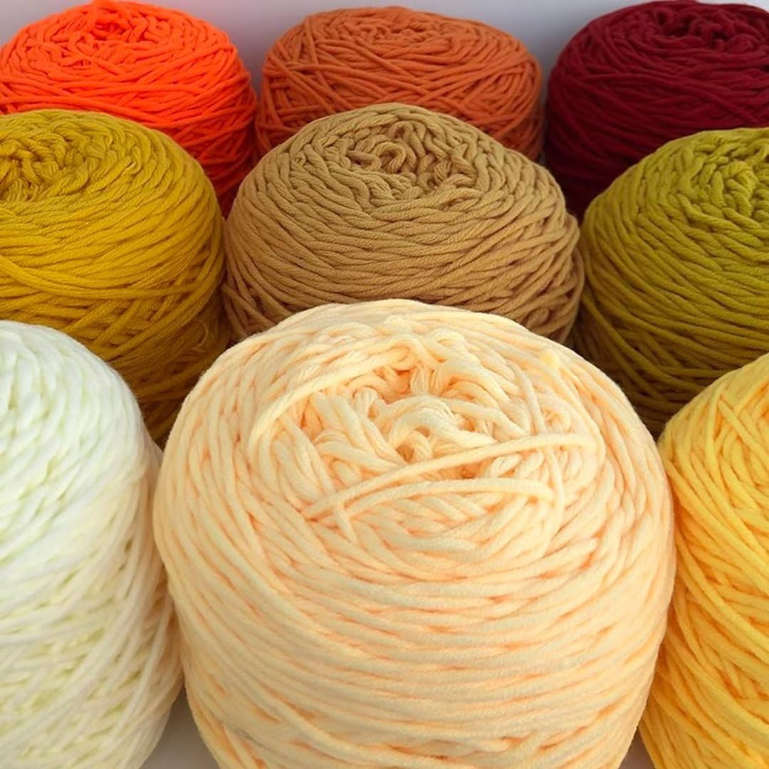 Farbiges Strickgarn, Tuftinggarn Acryl 100g/200g for Teppichherstellung Punch Needle Gelb Braun(200g ball)