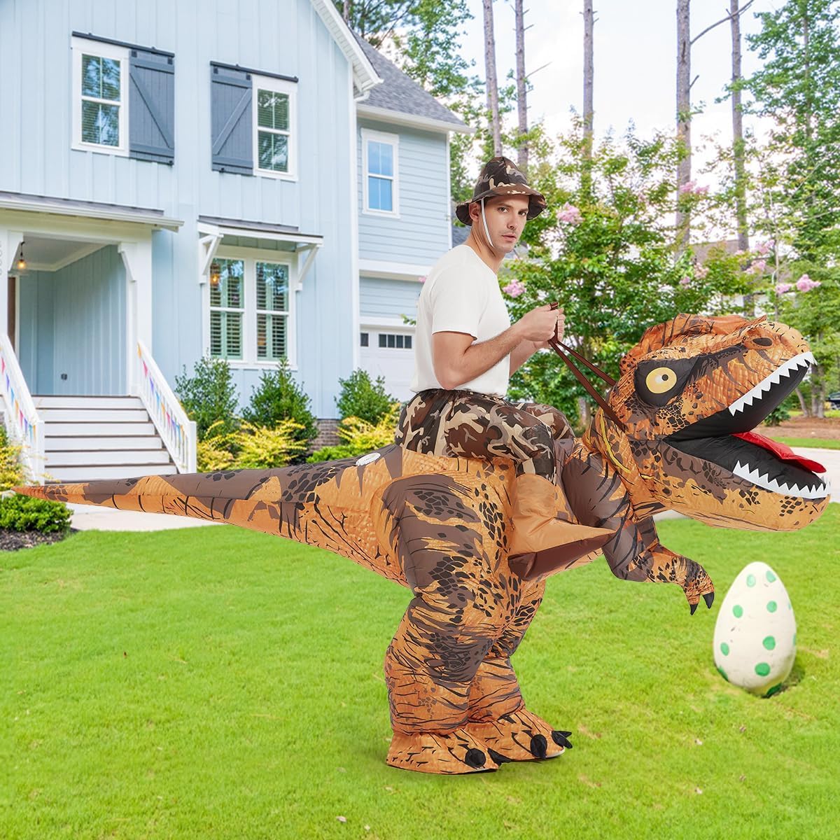 GOOSH Inflatable Dinosaur Costume Adults Halloween Party Blow up T Rex Outfit, Lightweight & Flexible for Cosplay, Parades - Image 2