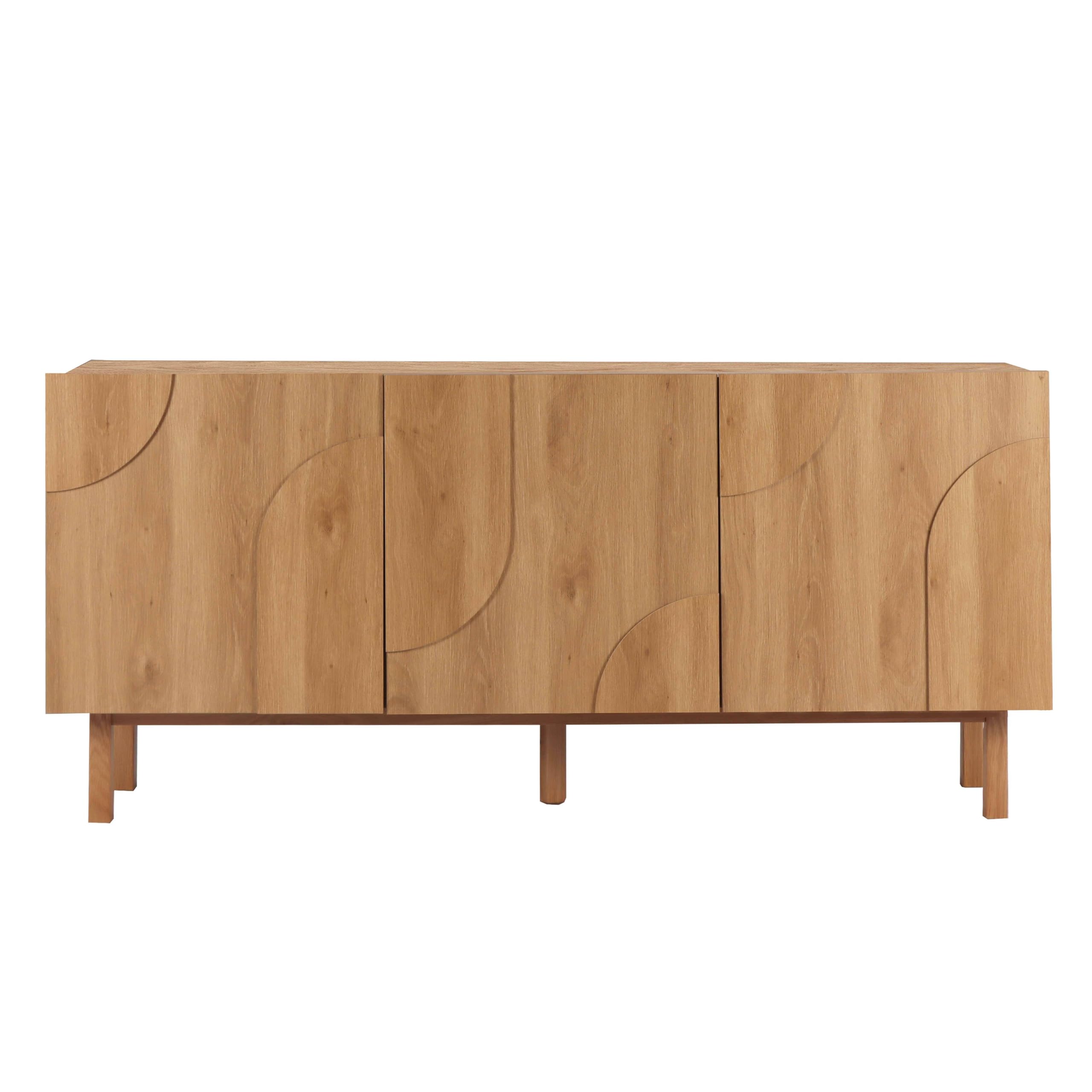Oviala Buffet 3 Portes en mélaminé 160 cm Effet Bois