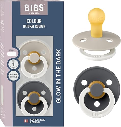 Miniatura 101 de BIBS Colour - Paquete de 2 chupetes para bebés Hechos en Dinamarca Libres de bisfenol A (BPA), punta redonda, material de látex de caucho