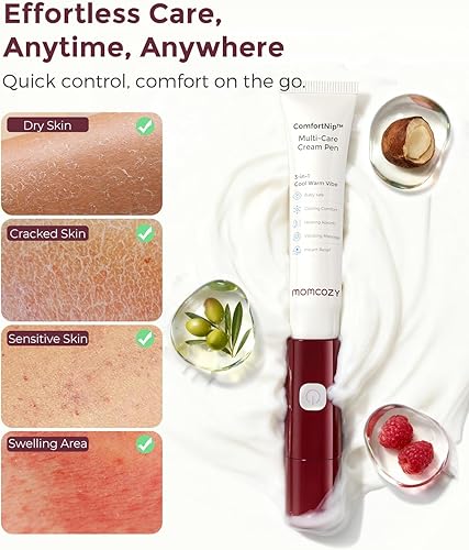Miniatura 6 de Momcozy ComfortNip - Bolígrafo masajeador de cuidado de pezones multicuidado, 3 en 1, con calorfríovibración, recargable, portátil, con crema