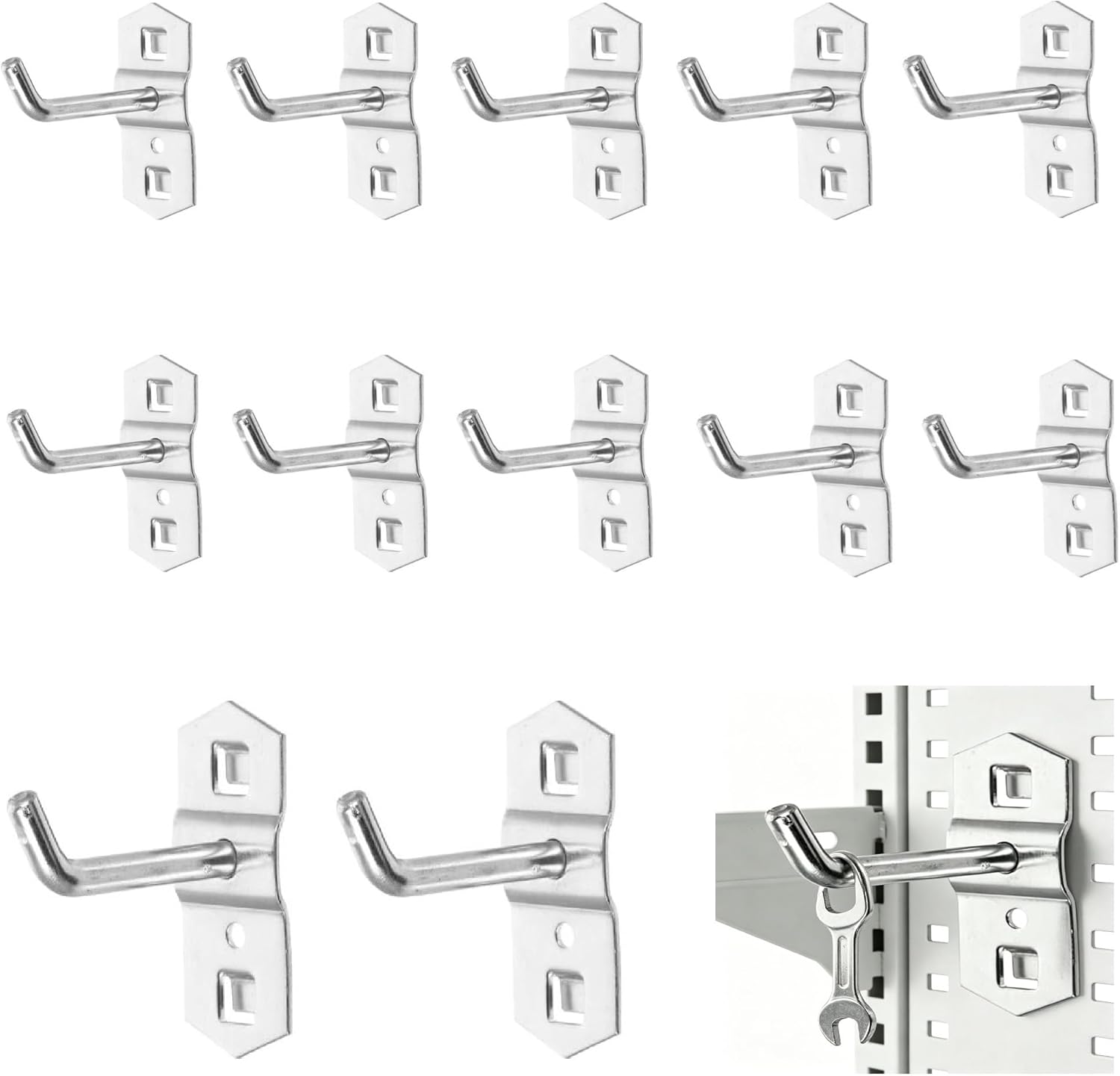 12 PCs Square Pegboard Hooks,Heavy Duty Display Hooks for Supermarket Shelf Rack Hanging L Style Screw Hook Pegboard Wall Organizer Tool Accessory