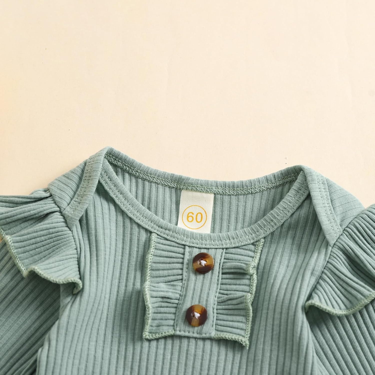 Baby Girls Clothes Ribbed Romper Bodysuit Pants Headband Set Fall Winter Outfits - Image 4