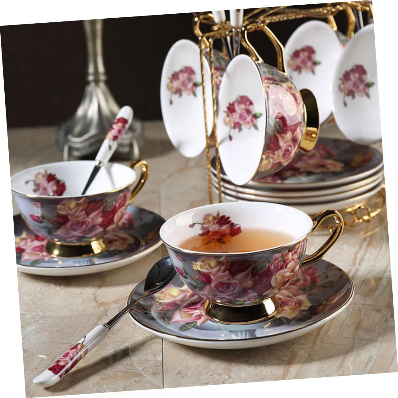 Cup and Saucer Set Ceramic Dish Set Espresso Set Ceramic Espresso Cup Beverages Cups Tea Coffee Cup Set Bone China Cup and Saucer Set Household Coffee Mug