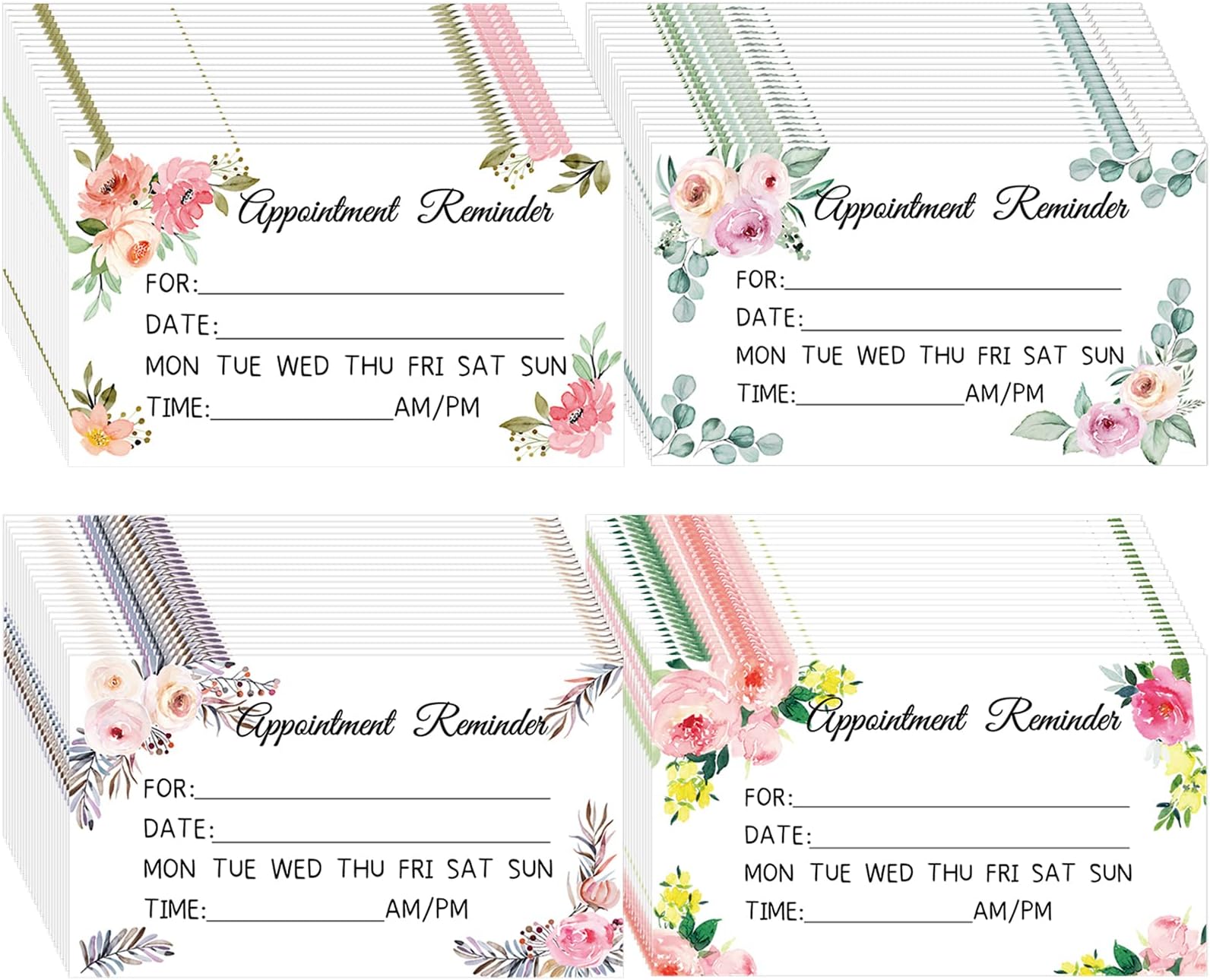 Ctosree 400 Pcs Appointment Reminder Cards, 4 Styles Client Appointment Cards Bulk for Hair Salon Business Dental Office Nail Spa Massage Dog Grooming Restaurant 3.54 x 1.97 in