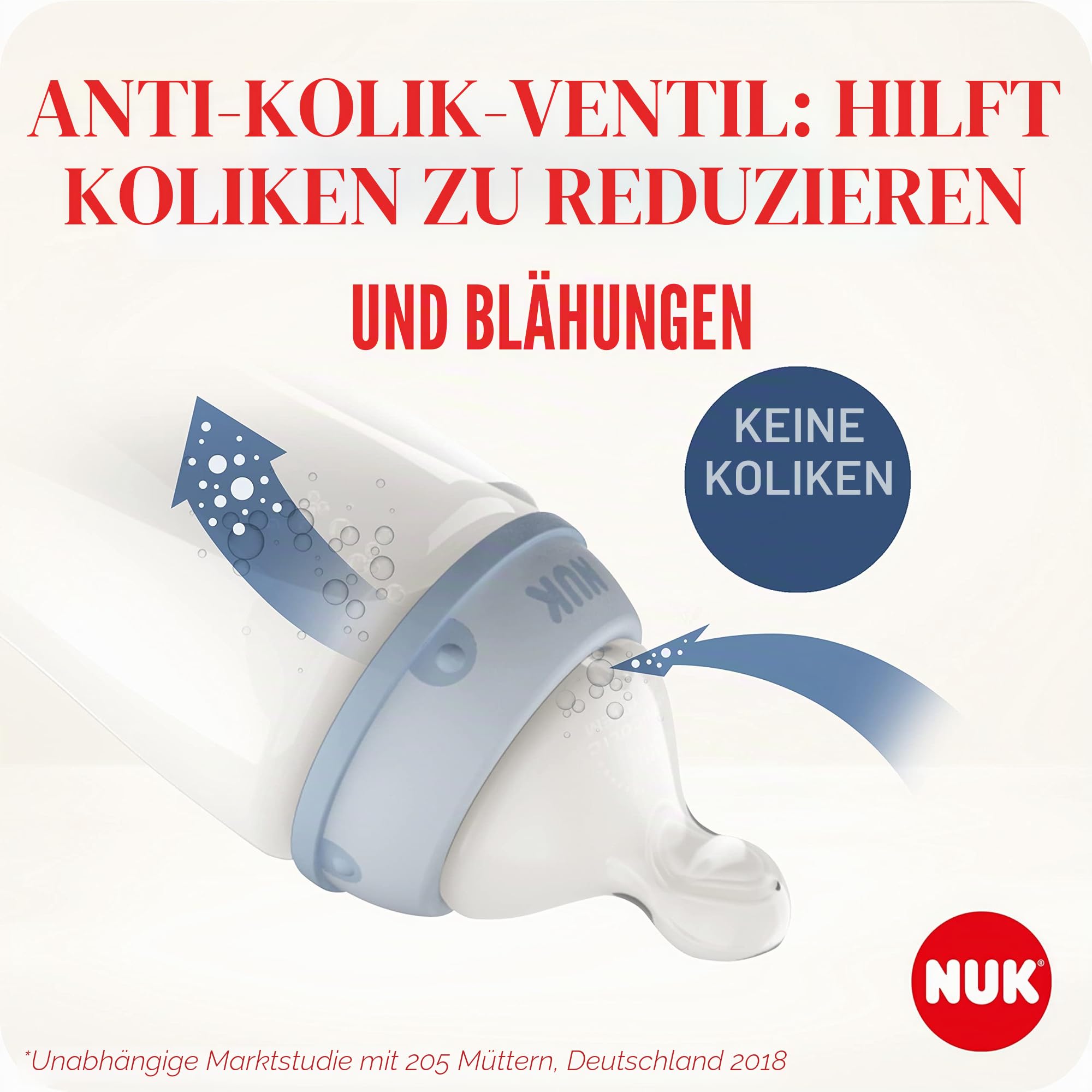NUK First Choice+ Babyflasche | 6-18 Monate | Temperaturkontrolle | Fließkontrolle | Anti-Colic Belüftungssystem | 360 ml | BPA-frei | Silikonsauger | Krokodil (blau)