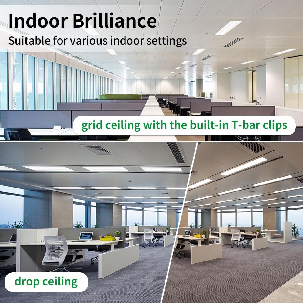 2x4 LED Troffer Light with Emergency Backup Battery, 0-10V Dimable Recessed Drop Ceiling, Adjustable Wattage & CCT Center Basket Troffer Panel Light, 25W to 50W, 3000K to 5000K, ETL 2PK