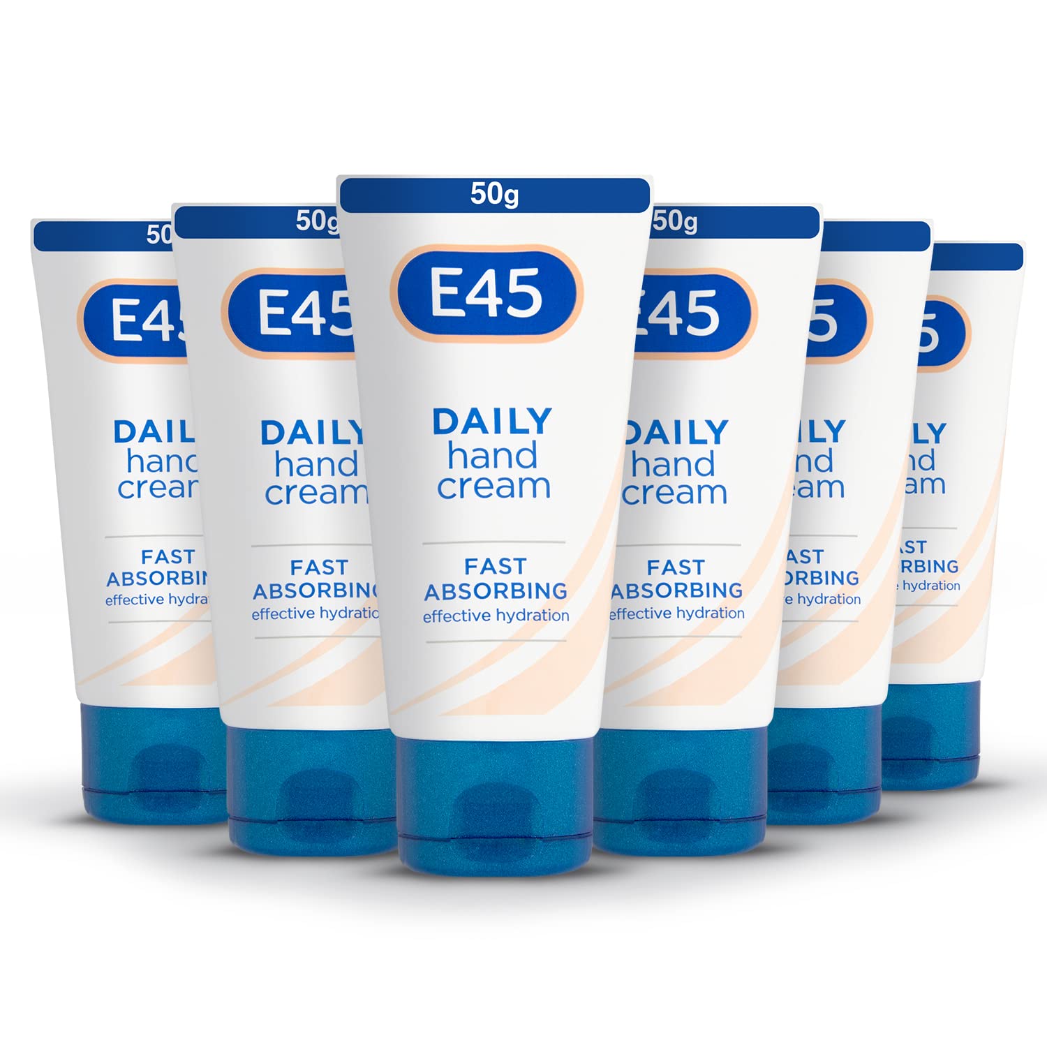 E45 Daily Hand Cream 50 ml x6 Pack – Hand Cream for Very Dry Hands - Moisturiser for Dry Skin and Sensitive Skin - Non-Greasy Hand Repair Cream for Soft and Supple Hands - Fast Absorption Formula