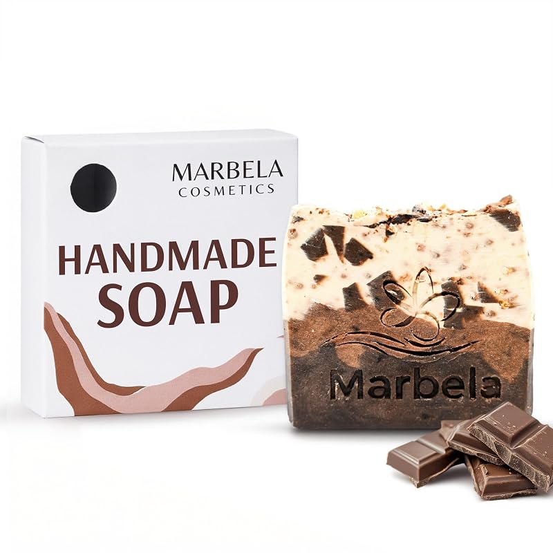 Sabonete artesanal em barra Marbela Chocolate Chunk, vegano e sem óleo de palma, 99 g