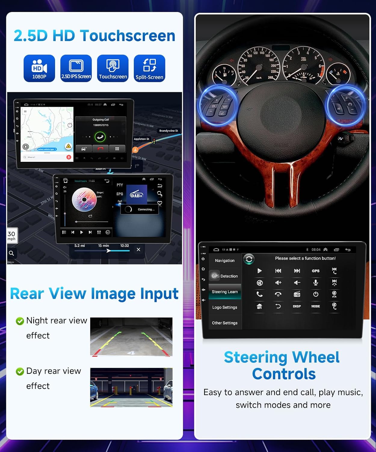 VQU 8CORE Car Radio for BMW 325i E46 330i 328i 318i 1998-2005 & BMW M3 2000-2006 Stereo Wireless CarPlay Android Auto Mirrorlink, 9" Touch Screen for 325i GPS Navi WiFi FM RDS EQ DSP HiFi Audio Camera