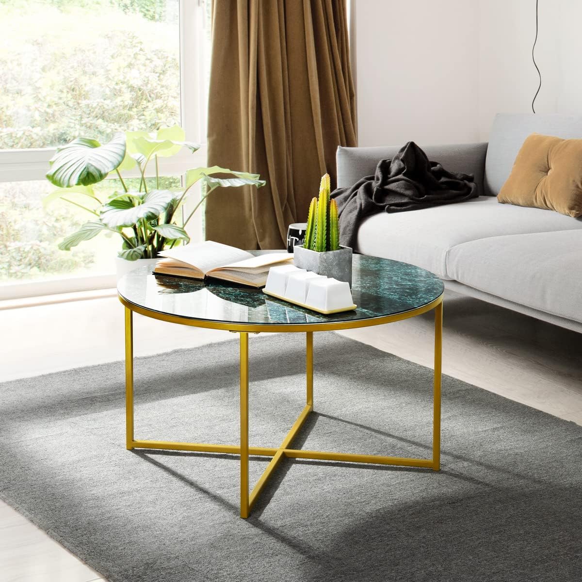 Lot de 2 tables basses en métal et verre - Doré - FERIDA - Maison