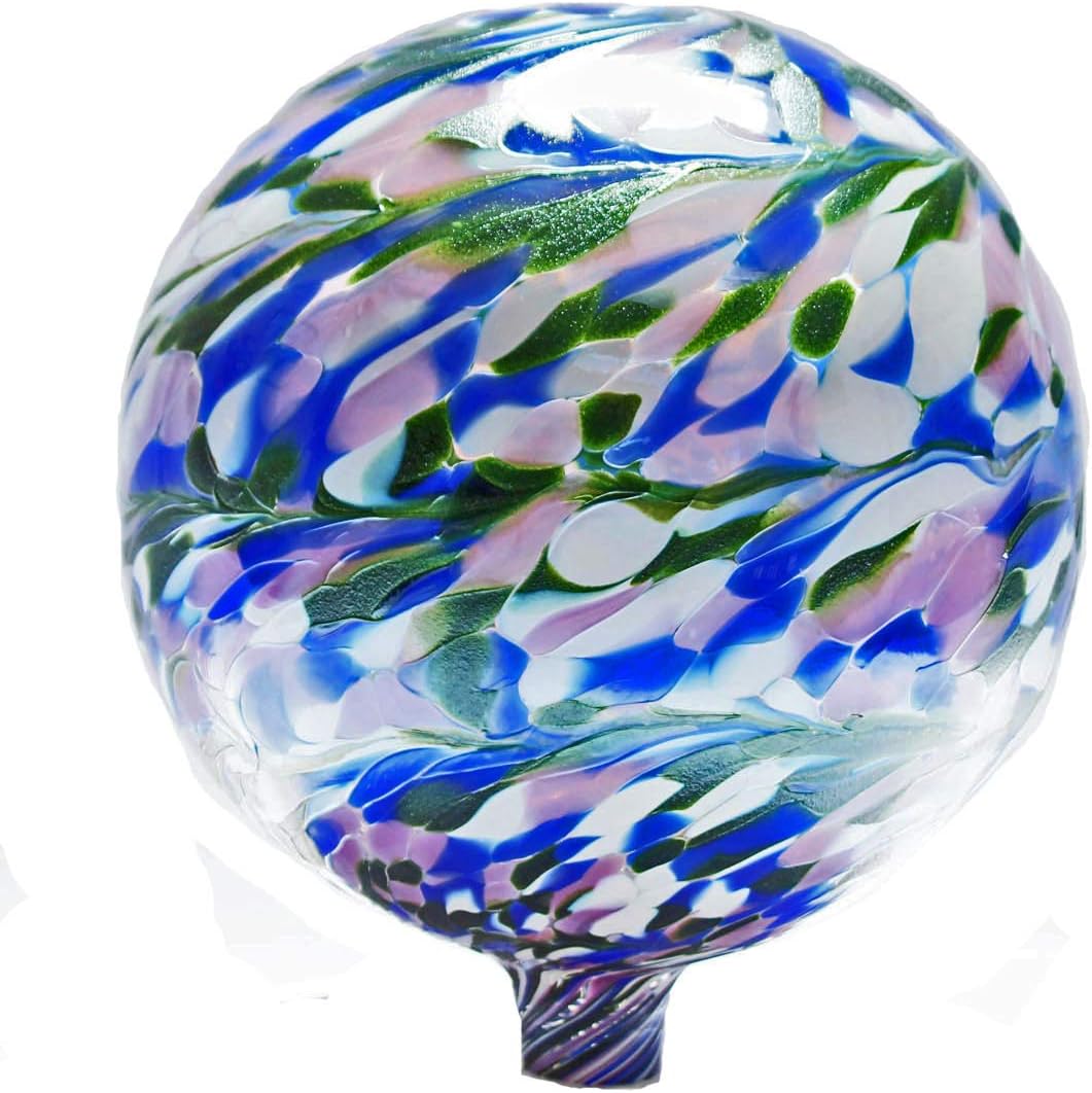 Glass Gazing Ball Garden View II 12 Inch by Iron Art Glass Designs