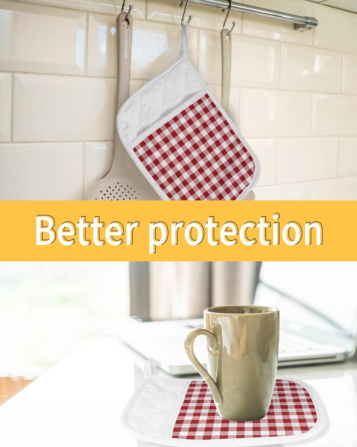 Pot Holders, Red Plaid Pot Holder, Heat-Resistant Hot Pockets, Pot Holders for Kitchen, Hot Pads for Kitchen, Kitchen Accessories 5 Pcs Potholders