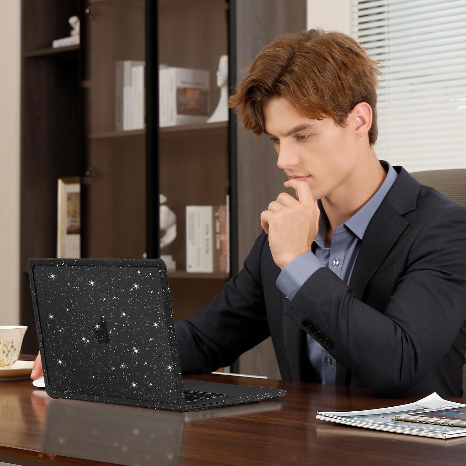 MOSISO Compatible with MacBook Pro 14 inch Case 2025-2021 M5 M4 M3 M2 M1 A3434 A3112 A3185 A3401 A2918 A2992 A2779 A2442, Heavy Duty Glitter Hard Shell with TPU Bumper&Keyboard Cover, Black - Image 6