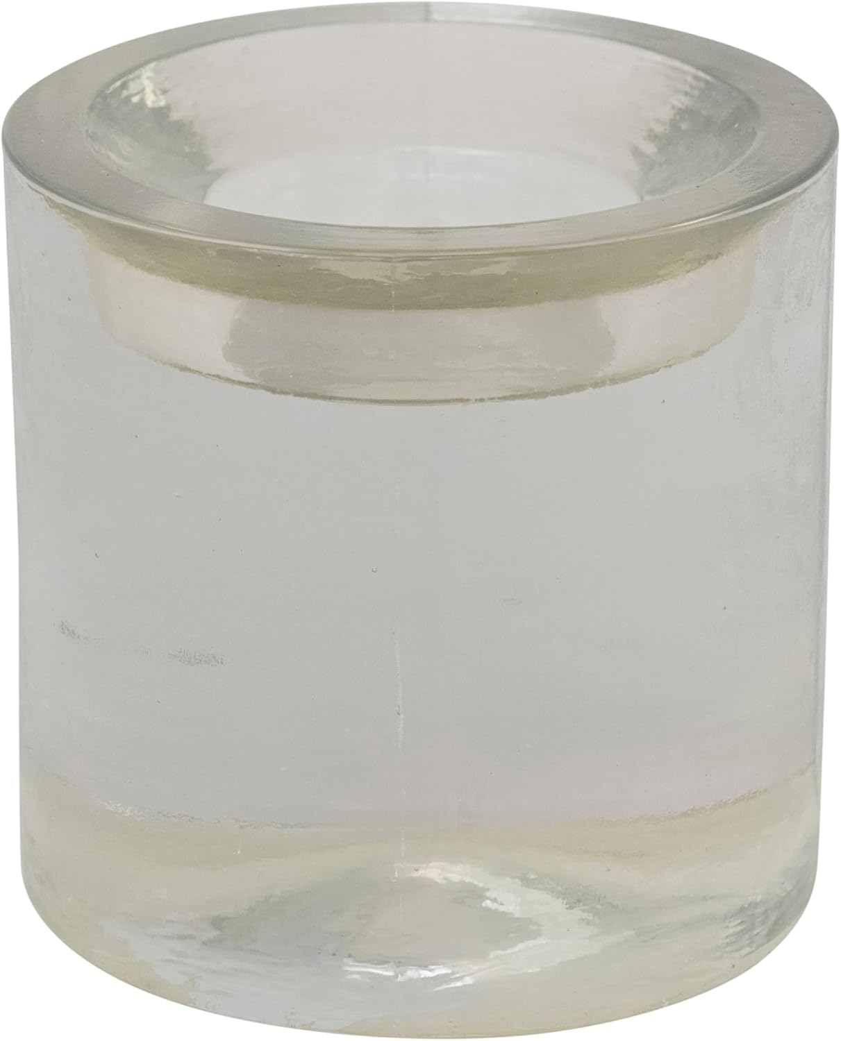 Creative Co-Op Tall Pressed Glass Round Tealight Candle Holder, White Finish