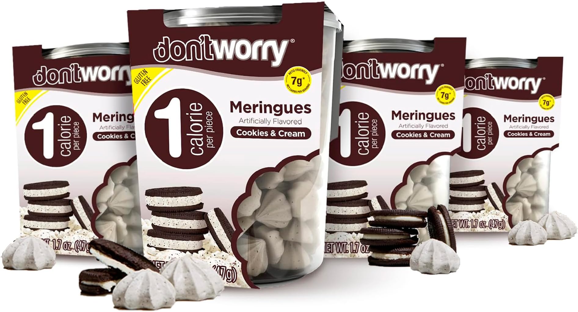 - Meringue Cookies | Cookies & Cream Flavor | Low Sugar Candy with 1 Calorie per Piece | Keto, Gluten Free, Low Carb Healthy Snacks For Adults | 4 Pack