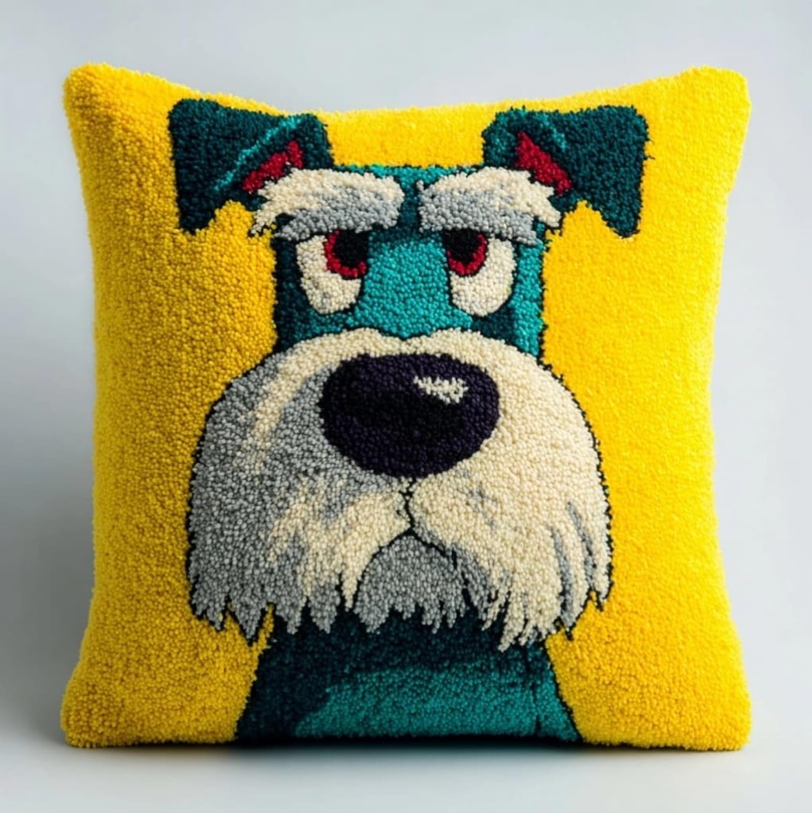 Wallustrioaw Schnauzer Dog Latch Hook Pillowcase Kits 17X17in,