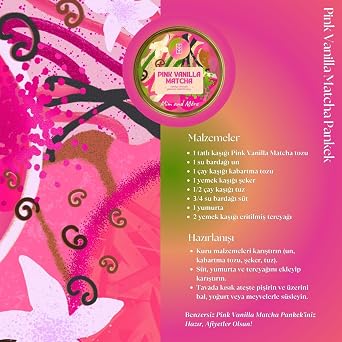 Vanilla Pink Matcha - Vanilla Flavored Pink Superfood Matcha Powder, 25 Gr