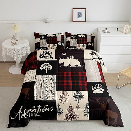 Juego de edredón retro de cabaña para niños, relleno de edredón de retazos a cuadros para niños, adolescentes y adultos, juego de ropa de cama de Juego de edredón retro de cabaña para niños, relleno de edredón de retazos a cuadros para niños, adolescentes y adultos, juego de ropa de cama de