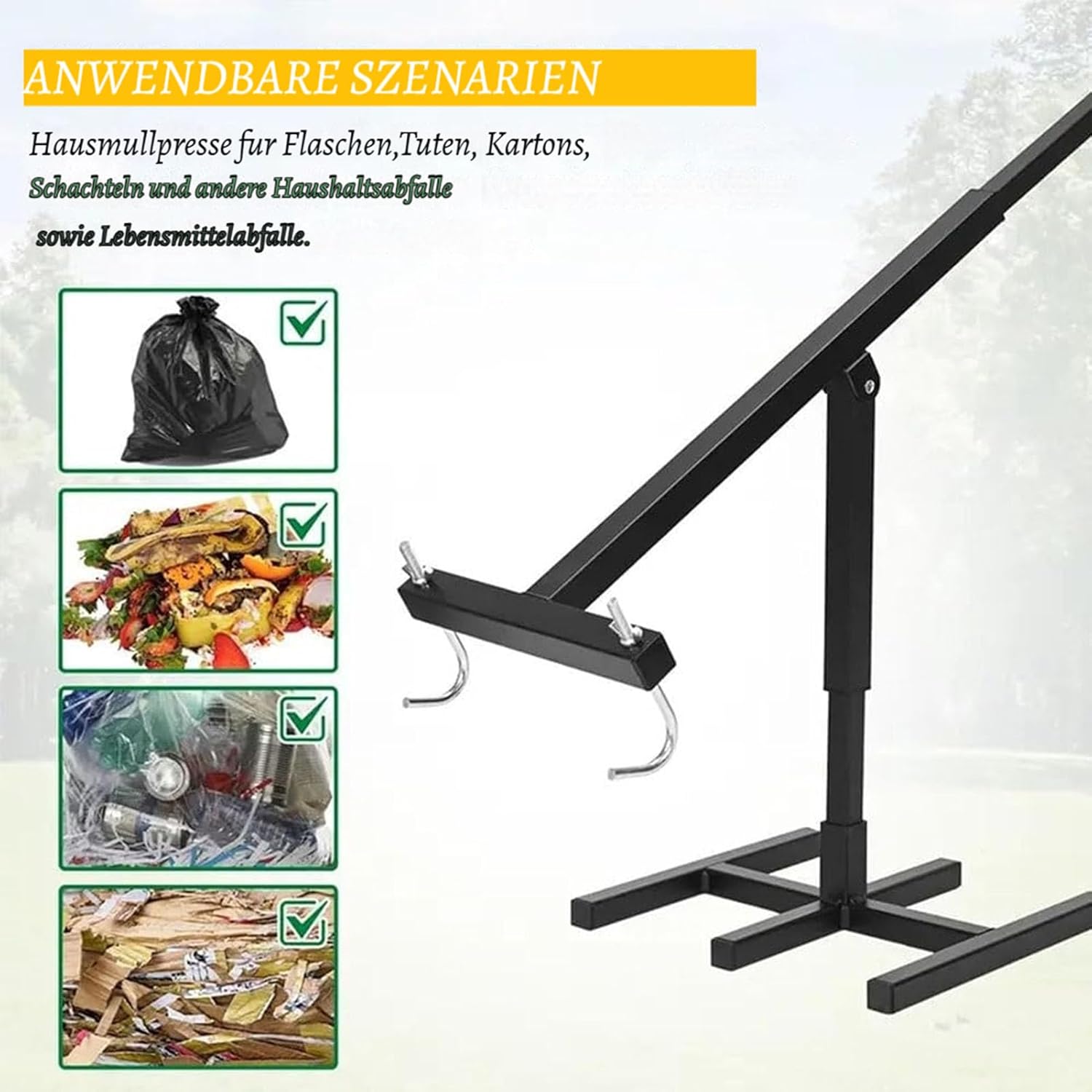 Wastemate Bin Compactor，Waste Recycling Hand Tool，Plate Compactor Trash Can，Household Wastemate Wheelie Bin Compactor，Manual Trash Squasher，Trash Bin Compactor， for 120-660l Wheelie Bins (2)