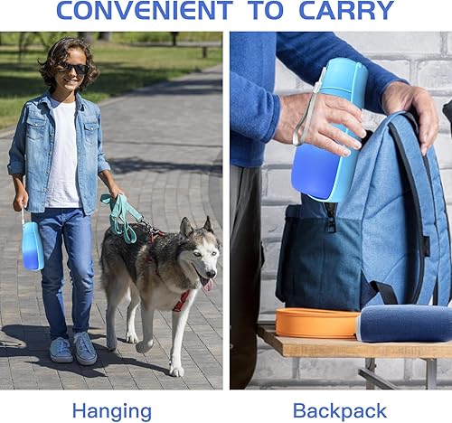 Miniatura 7 de Botella de agua portátil para perros de 19 onzas Plástico de grado alimenticio y a prueba de fugas, dispensador de agua de viaje para cachorros