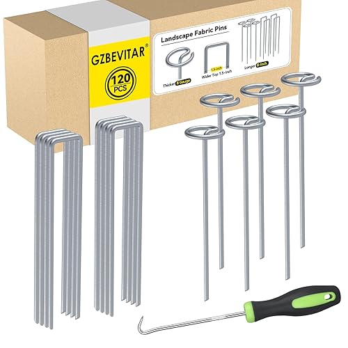 Combo de pasadores de tela para paisaje, pasadores superiores circulares de 8 pulgadas y pasadores en U, grapas de barrera de malezas galvanizadas