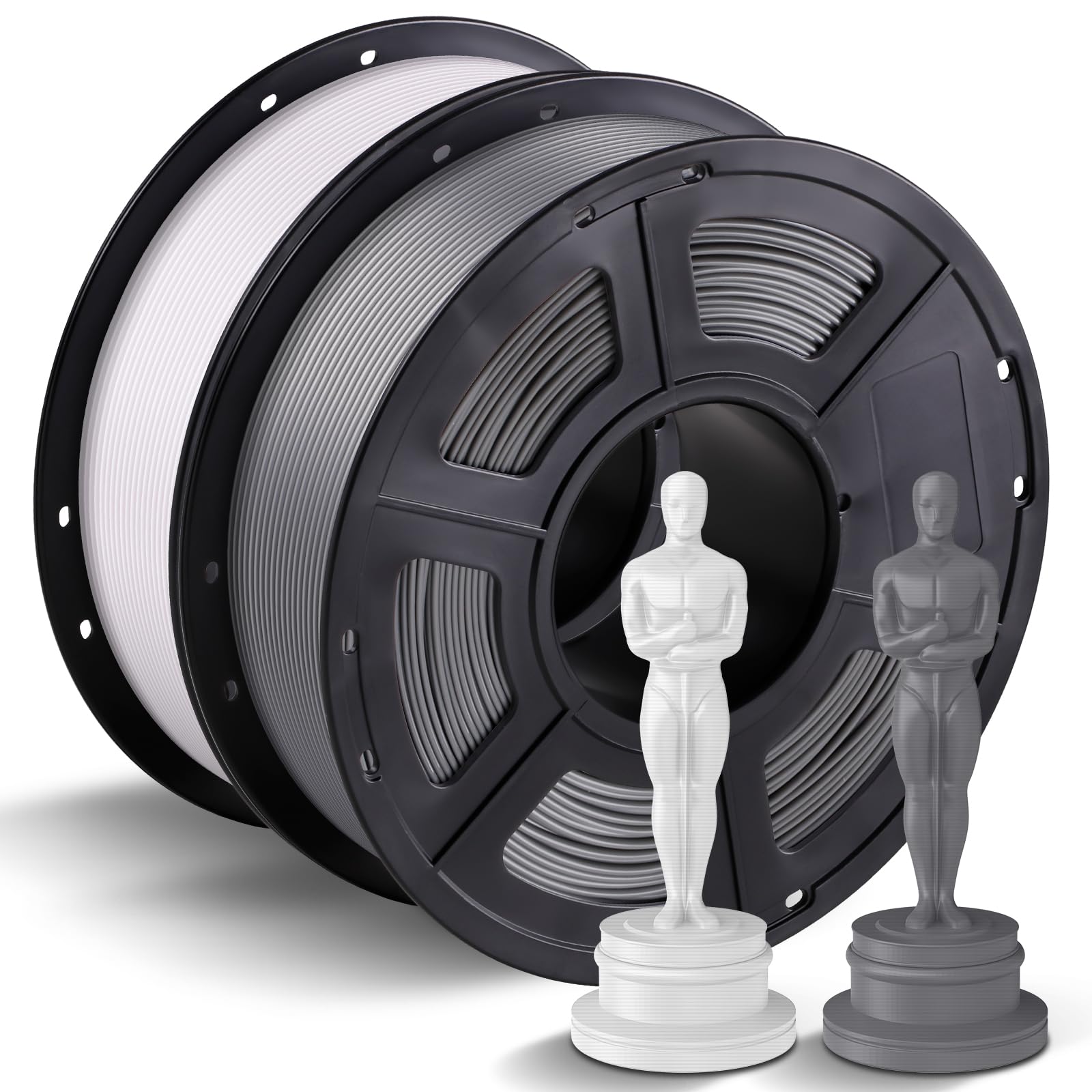 ANYCUBIC PLA+ Filament , Filament PLA Plus do Drukarek 3D 1,75 mm, wysoka wytrzymałość i odporność na wysokie temperatury, doskonała przyczepność i odporność na odkształcenia, Biały+Szary 2KG