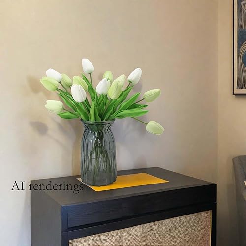 Miniatura 8 de Tulipanes artificiales, 10 cabezas, mini flores artificiales de tacto real, tulipán falso para decoración del hogar, boda, fiesta, ramo de flores