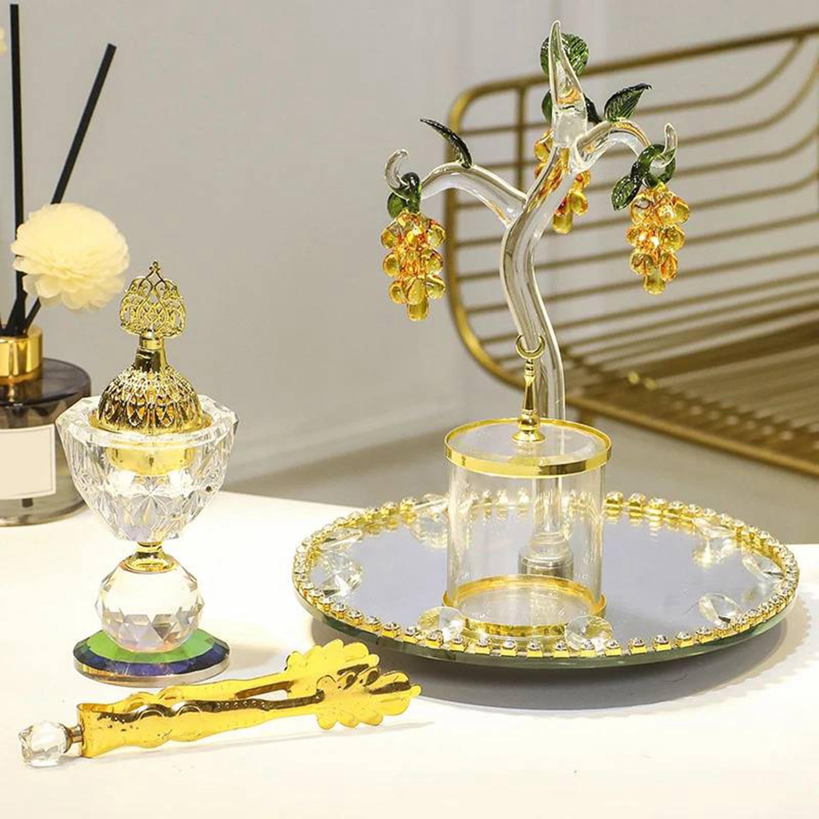 Set Aus Arabischem Räuchergefäß, Meditationsornament, Weinreben Wohnzimmer