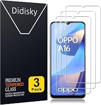 Didisky Pack of 3 Tempered Glass Screen Protector Film for OPPO A16, 9H Hardness, No Bubbles, High Definition