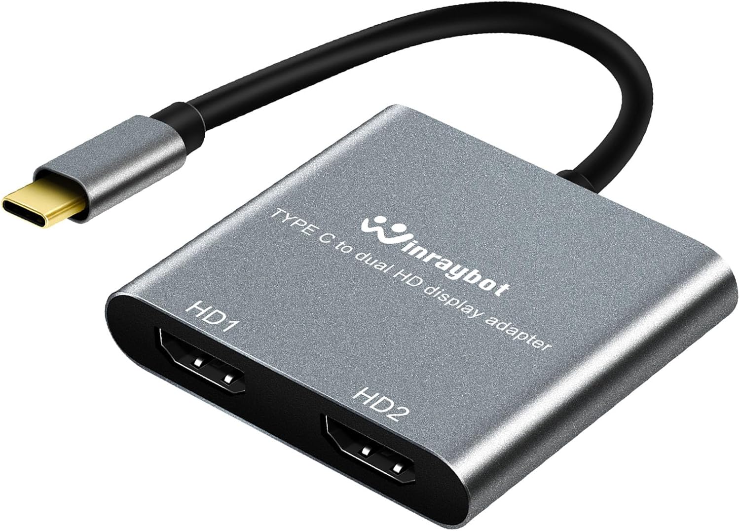 USB C to Dual HDMI Adapter, USB Type-C to 2 HDMI Display Converter, 4K@60Hz/Dual 4K@30Hz for Mac/Lenovo/Dell, Plug and Play Compatible with Windows & Mac OS, Support Thunderbolt 3 & USB-C Laptop