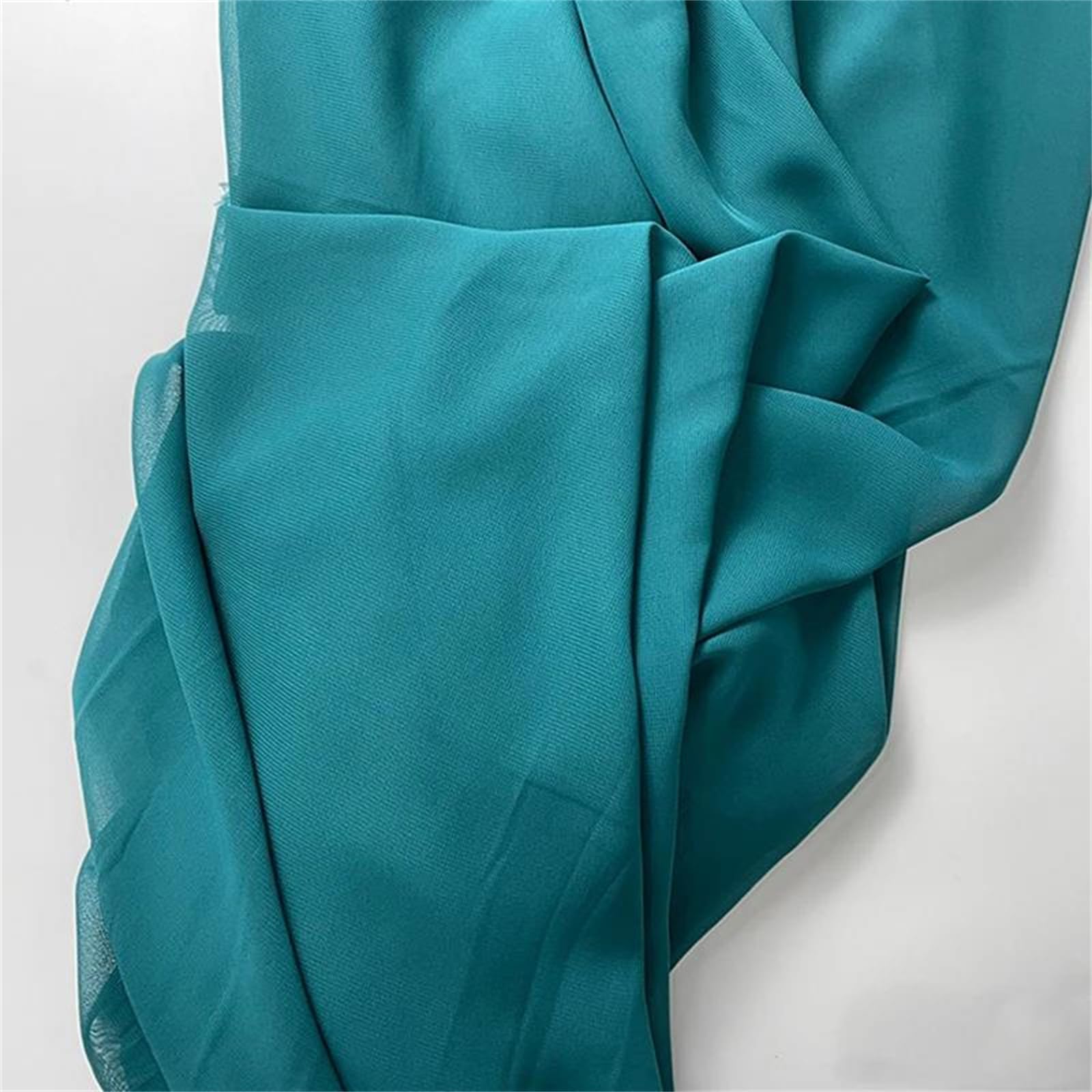 Mousseline plissée à volants Sea Blue en tissu polyester haut de gamme pour styliste