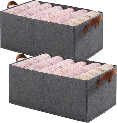 Caja de almacenamiento plegable para armario, caja de almacenamiento de acero catiónico, caja de almacenamiento de armario tipo cajón (2 piezas gris)