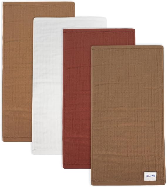 Maliton Muslin Burp Cloths for Baby Boy Girl, 4 Pack Super Soft Large