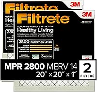 Filtrete 20x20x1 MPR 2800 MERV 14 Air Filters (2-Pack) - Ultrafine Particle Reduction, Virus Capture, Asthma & Allergy Certified Furnace Filters