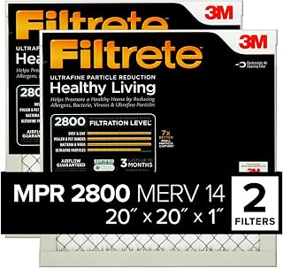 Filtrete 20x20x1 MPR 2800 MERV 14 Air Filters (2-Pack) - Ultrafine Particle Reduction, Virus Capture, Asthma & Allergy Certified Furnace Filters
