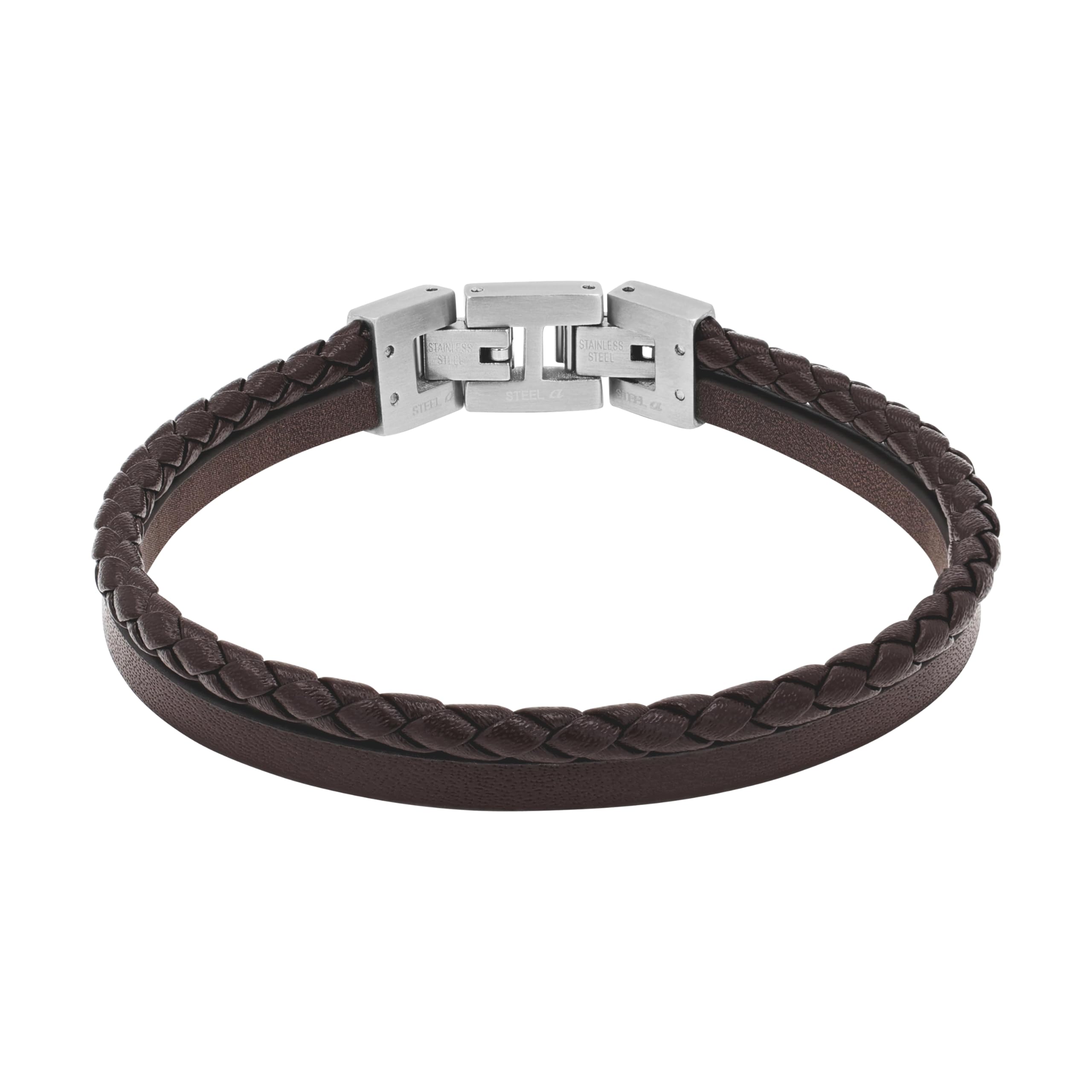 Tom Tailor Armband für Herren, Edelstahl und Leder, 20+1,5 cm, braun, Geschenkidee, Armschmuck, Herrenschmuck, 2100698
