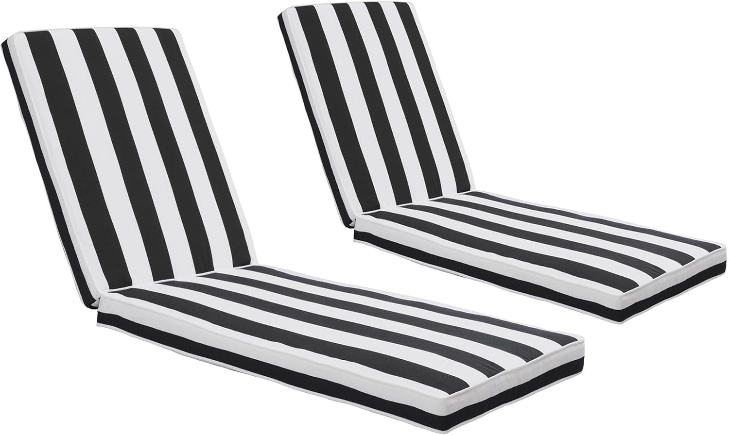 Only choice 2 Pieces Set 79.5"×26" x 3'' Chaise Lounge Cushions Outdoor Patio Lounge Chair Cushion Replacement Cushions Furniture Seat Cushions Chair Pads (Black White Striped)