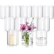 Glasseam Glass Cylinder Vases for Centerpieces, Small Clear Flower Vase Set of 12, Modern Small Decor for Floating Candle, Decorative Hurricane Table Centerpieces for Home Living Room Wedding, 4in