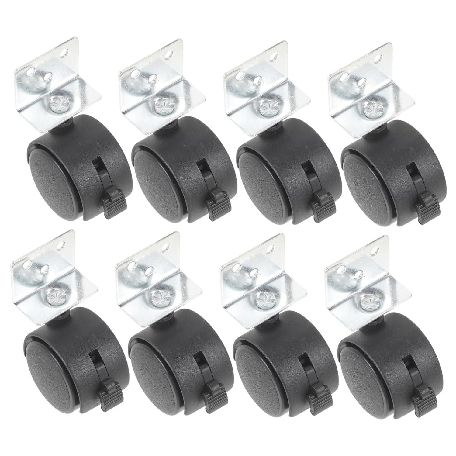 8pcs Office Chair Caster Wheels Replacement with Brake Black