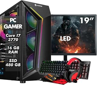 PC Gamer Completo Intel Core I7 3.4GHz 16GB DDR3 SSD 480GB Monitor 19" Kit Gamer - Escolha a placa de vídeo (ONBOARD)