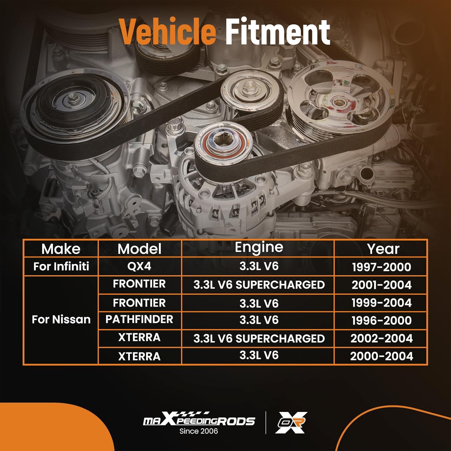 maXpeedingrods 3.3L Engine Timing Belt Kit with Water Pump for Nissan Frontier 1999-2004 Pathfinder 1996-2000 Xterra 2000-2004 infiniti QX4 1997-2000 VG33E VG33ER V6