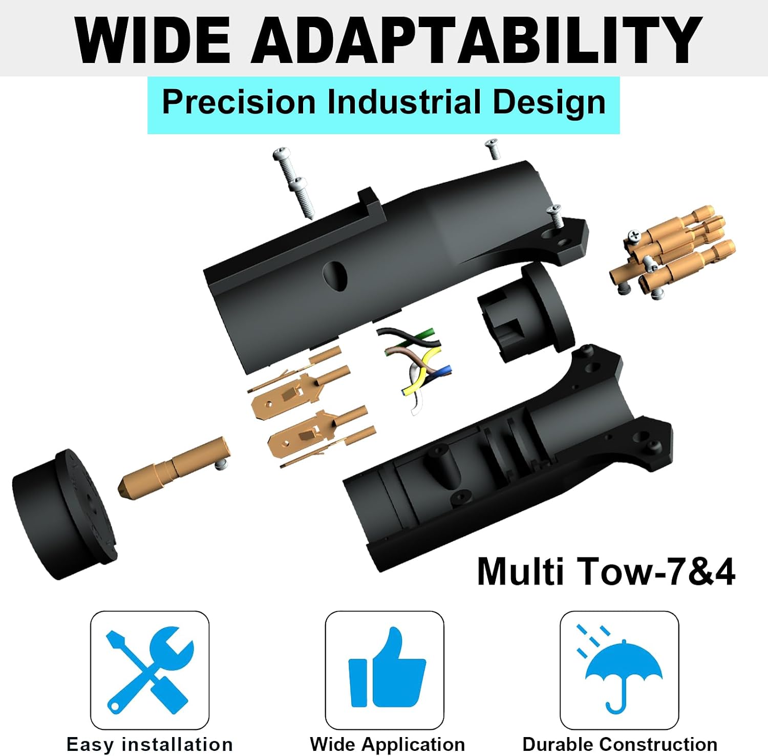 7 Pin to 6 Pin Trailer Plug Adapter 7 RV Blade to 6 Pole Round, 6 Way to 7 Way Trailer Adapter 7 Way Blade to 6 Way Round Trailer Wiring Adapter