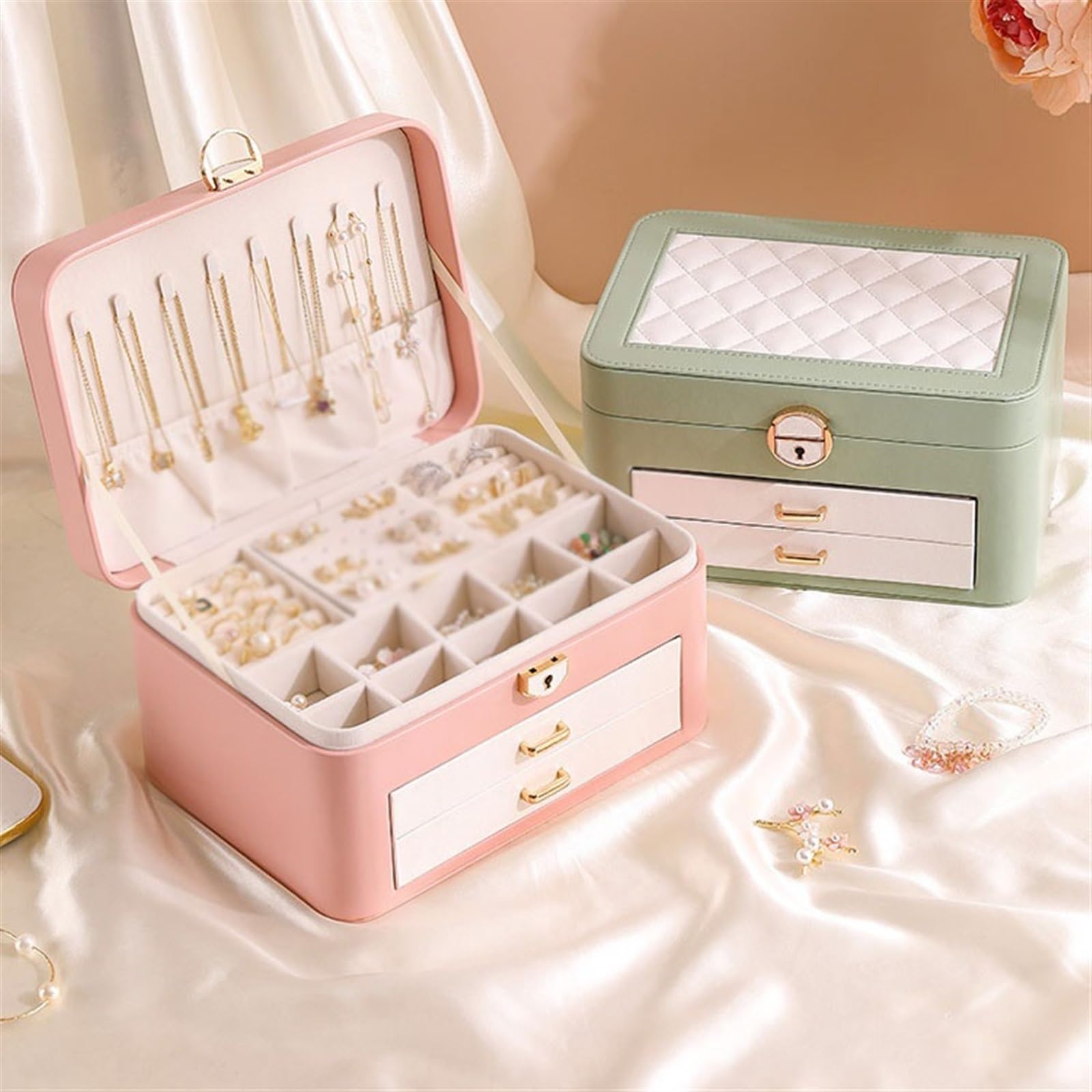 Jewelry Box Organizer Jewelry Box Necklace Ring Box Bracelet Necklace Watch Storage Bracelet Earring Box Jewelry Organizer Small (C S) (A S)