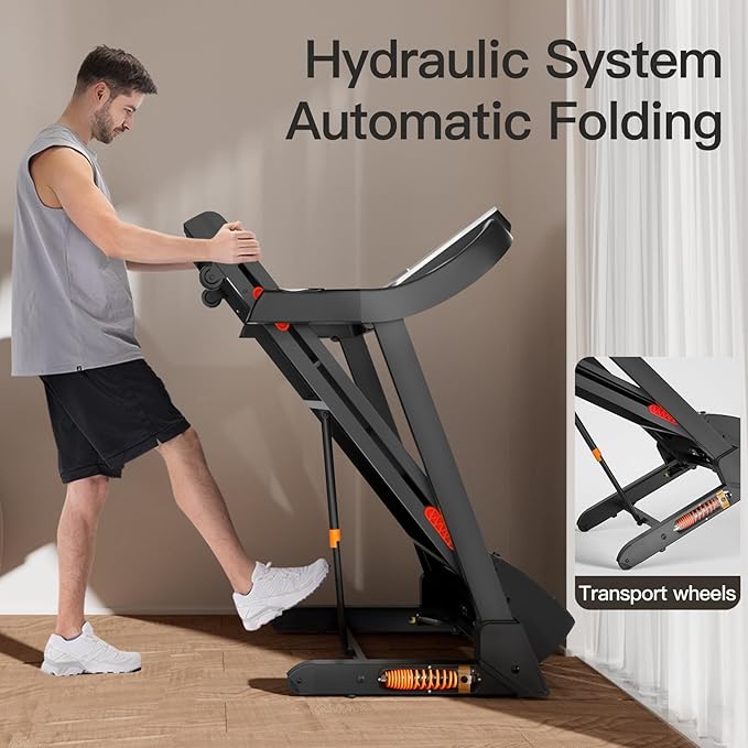 Caminadora Plegable Eléctrica con Inclinación Automática 3.0 hp Negra miniatura 6